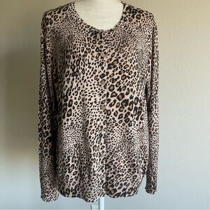 Time and Tru Leopard Print Long Sleeve button up cardigan size XL